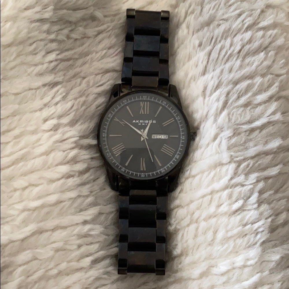 All black AkrIbos XXIV designer watch barley used